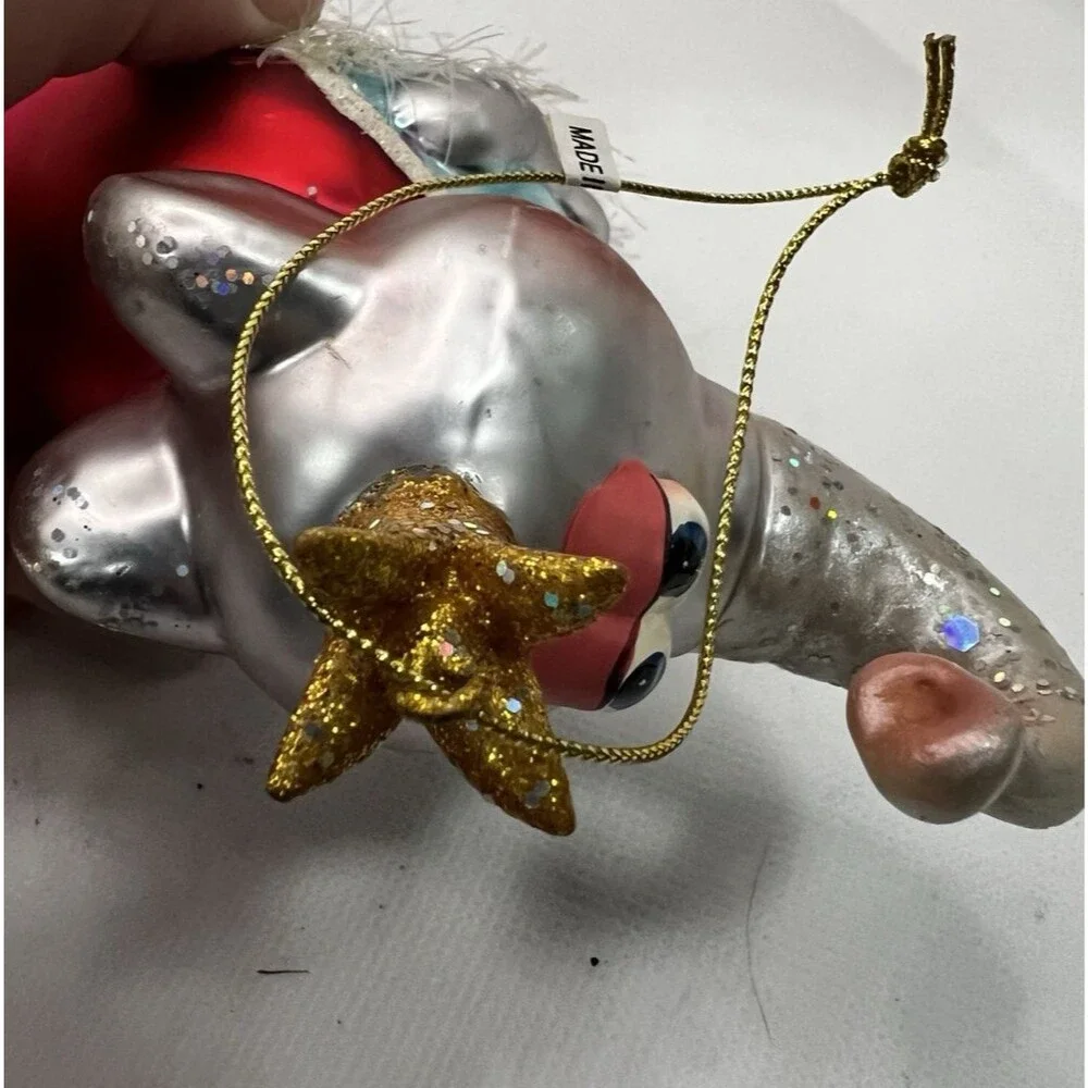 Glass Christmas ornament elephant with hat cape colorful approx 5